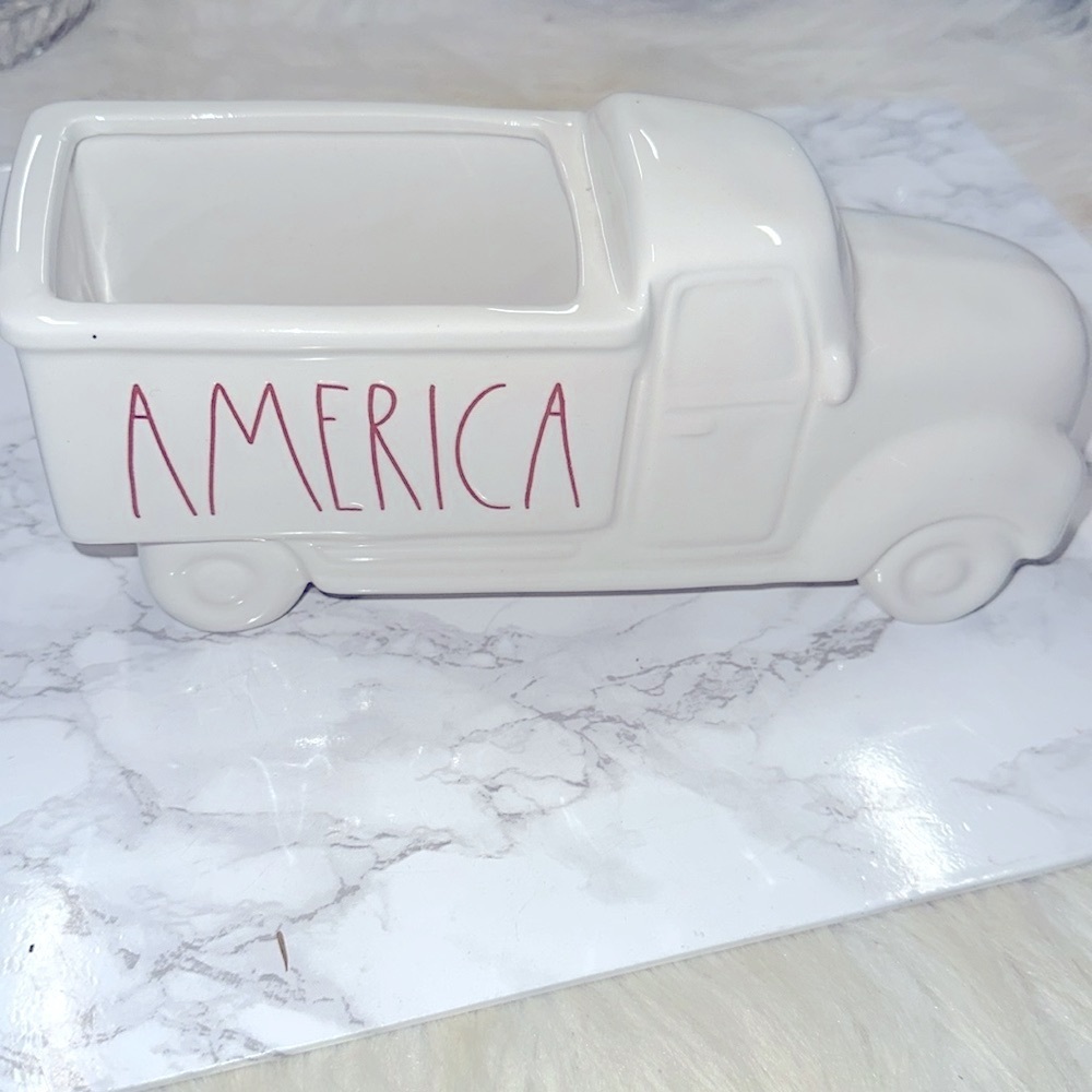 Rae Dunn America truck White Ceramic Decor